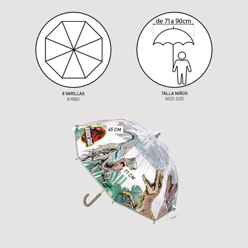 Paraguas manual burbuja Jurassic Park 45cm