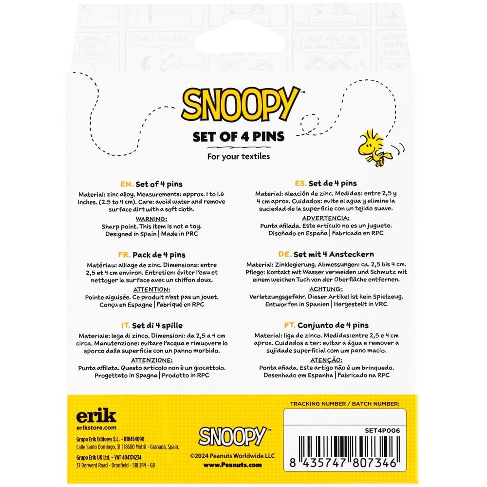 Set 4 pins Snoopy