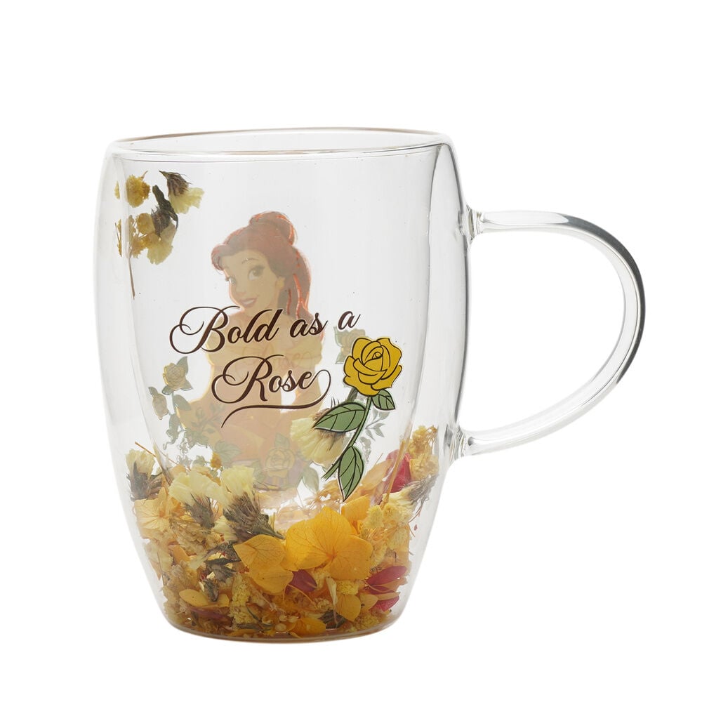 Taza cristal flores secas Bella Princesas Disney