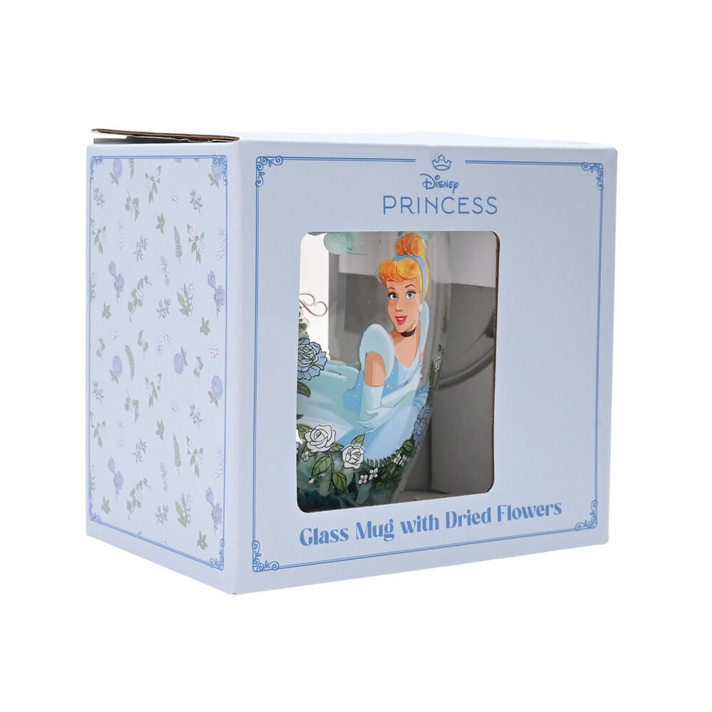 Taza cristal flores secas Cenicienta Princesas Disney