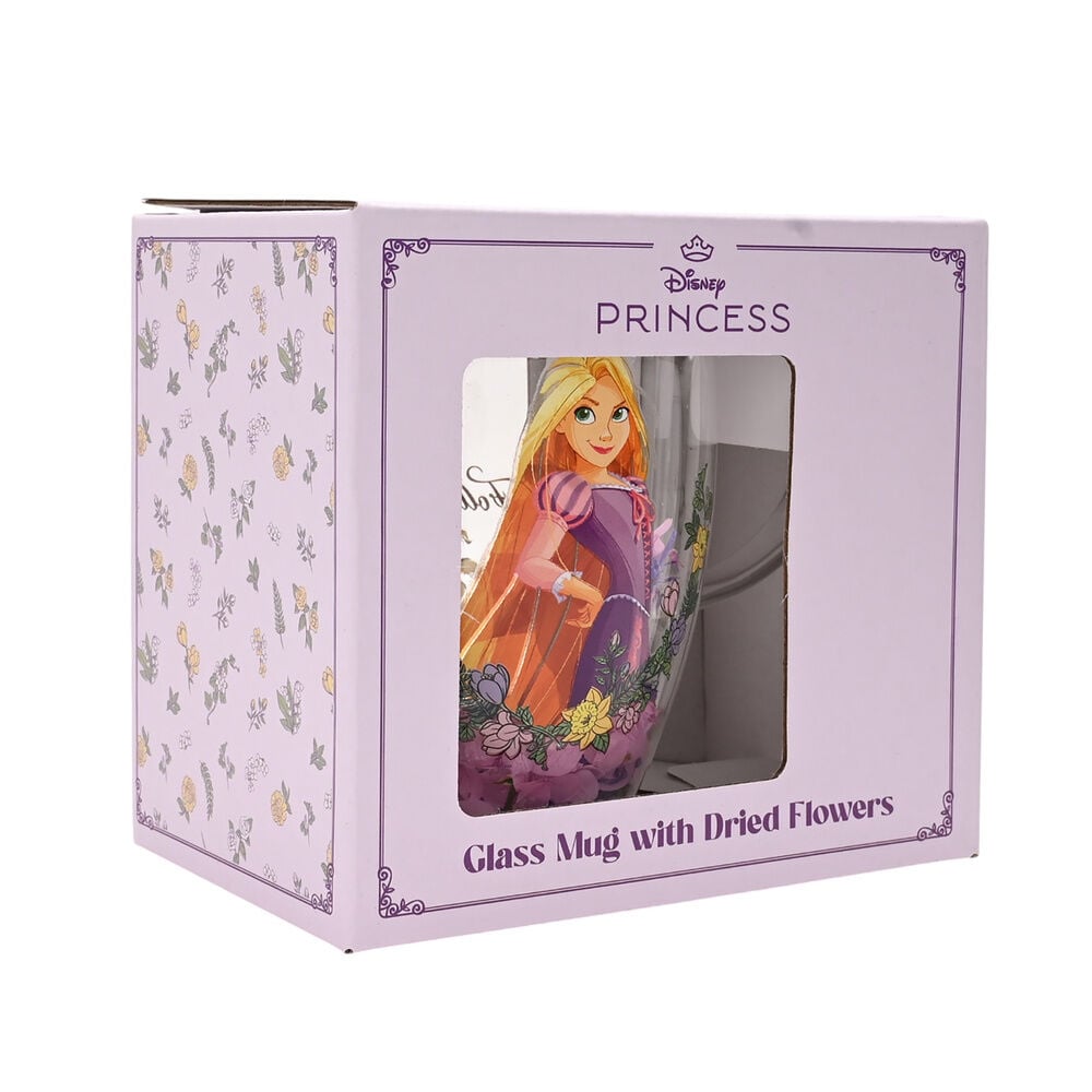 Taza cristal flores secas Rapunzel Princesas Disney