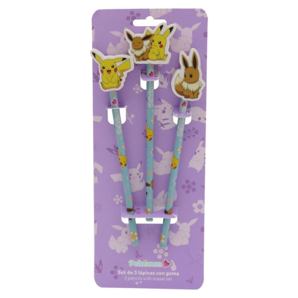 Blister set 3 lapices Flowers Pokemon